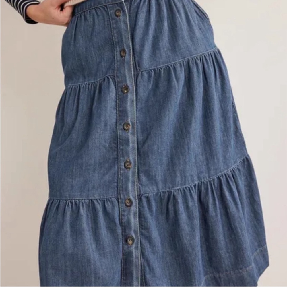 Boden Blue Tiered Midi Skirt